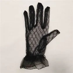 Elastic Elegant Autumn Short Dress Accessories Banquet Thin Mittens Bridal Mesh Gloves Lace Gloves Wedding