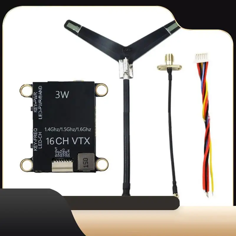 

1.4G 1.5G 1.6G 3W VTX 16CH High Power FPV Audio Video Transmitter NTSC/PAL Forfpv Long Range RC Drone-T44C