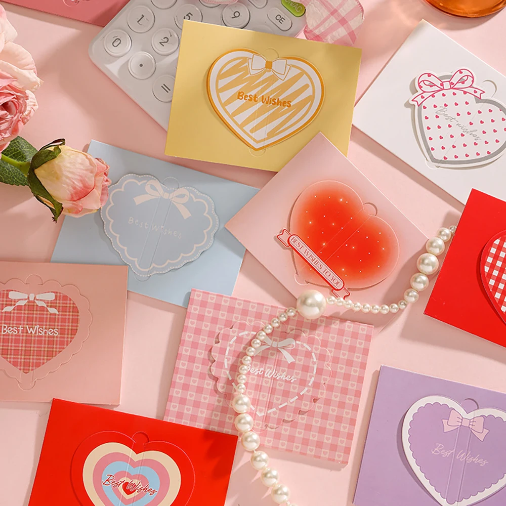 10 sheets Three fold Love 3D Cartoon Cute Creative DIY Birthday Card Valentine's Day Mother's Day