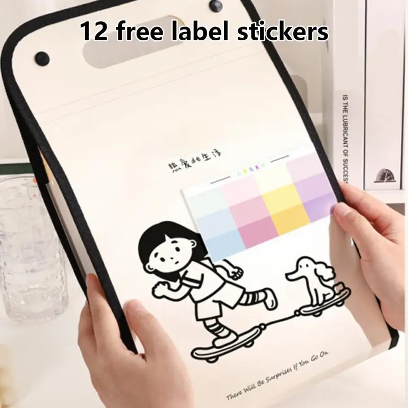 Vertical File Folder Vertical File Folder 13-Pocket Accordion Organizer Labels Attached Document Carry Bag With Handle For