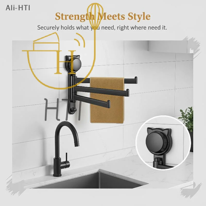 Rotating Towel Rack With Vacuum Suction And Adhesive Made Of PP Material Requires No Drilling Securely Attaches Rotates Flexibly