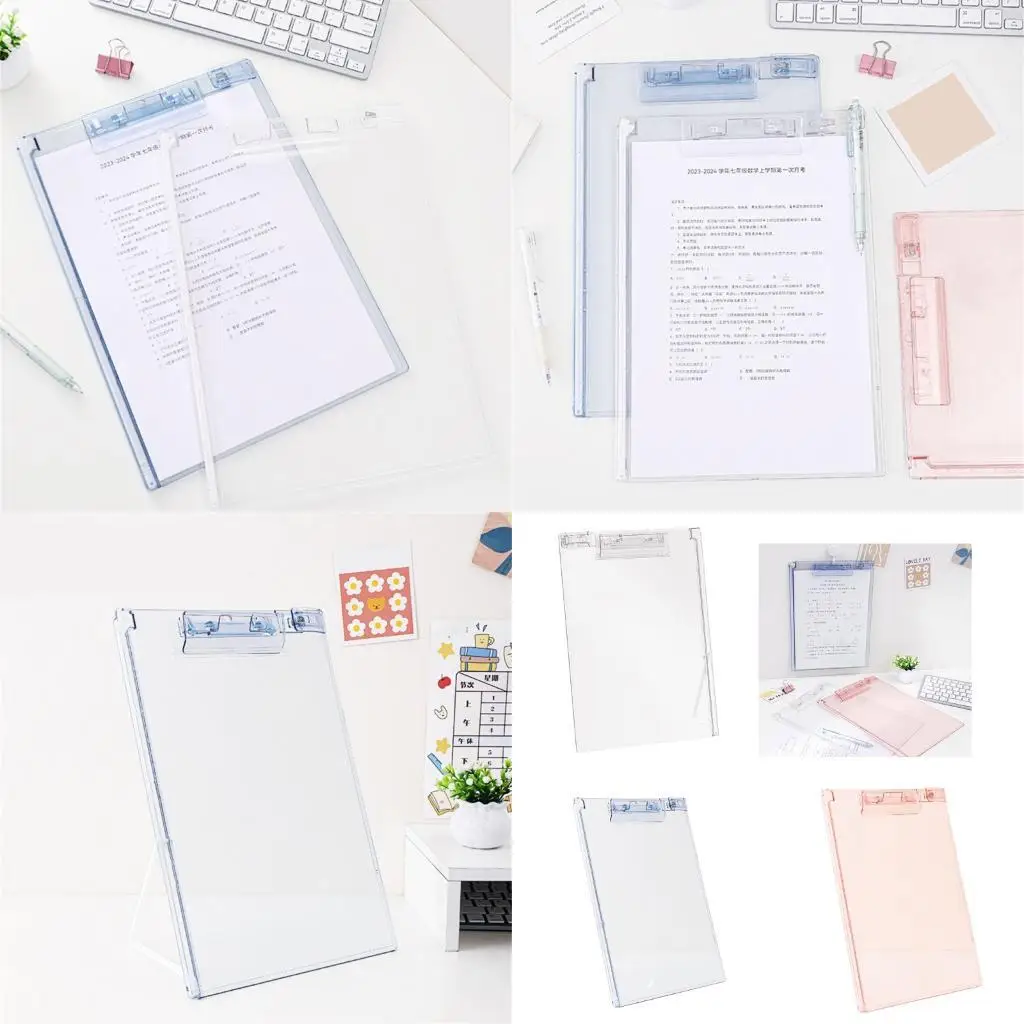 

D08B Clear Acrylic Clipboard with Pen Clip and Measuring Ruler for Office 12.8x9Inch