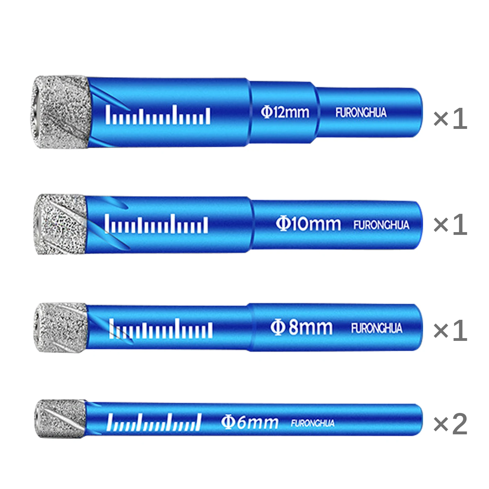 Jeu de 5 forets diamantés à sec avec embouts de 1/4, 5/16, 3/8, 1/2 pouce pour granit, céramique, marbre, carrelage, pierre, verre, revêtement diamanté