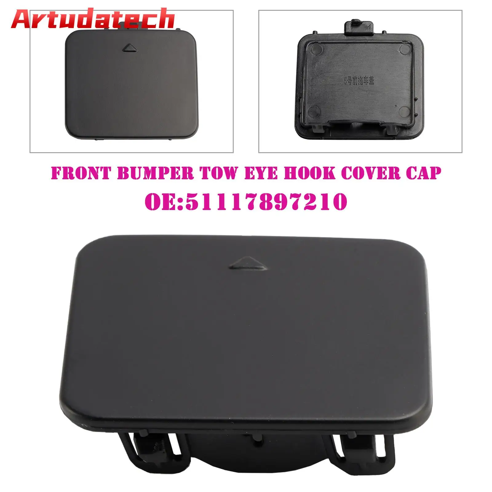 Artudatech Front Bumper Tow Eye Hook Cover Cap for BMW E60 5 Seires Saloon M Sport 2003-2010