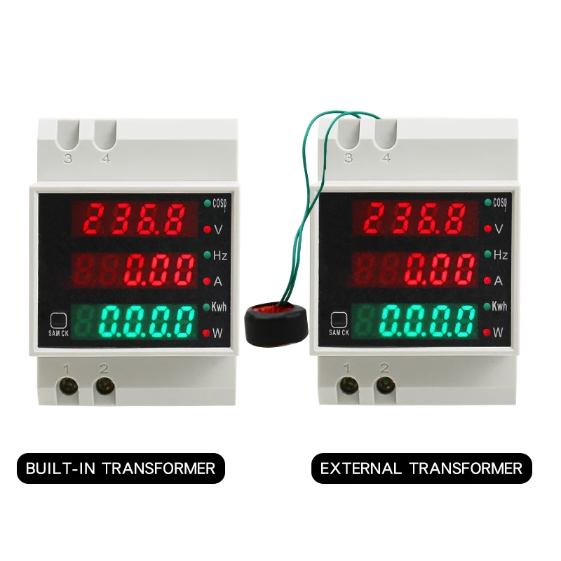 D52-2058  Din Rail Volt Current Meter Power Consumption Meter AC200-450V Multi-Function  Digital kwh Frequency Meter 0-100A