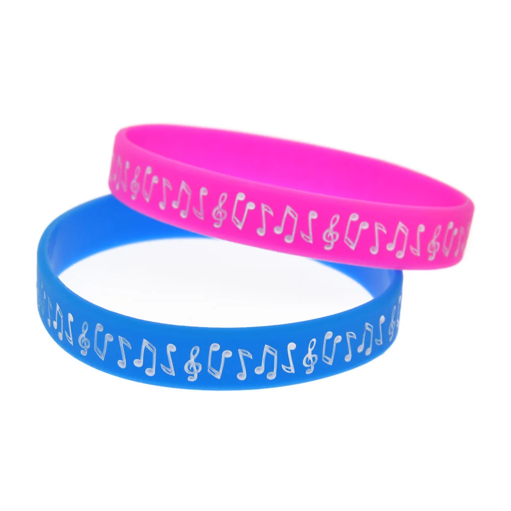 50 Stück Musiknoten-Silikonarmbänder im Punk-Stil für Musikkonzerte, als Geschenk geeignet, Gummiarmreif, 5 Farben. – Detail 2