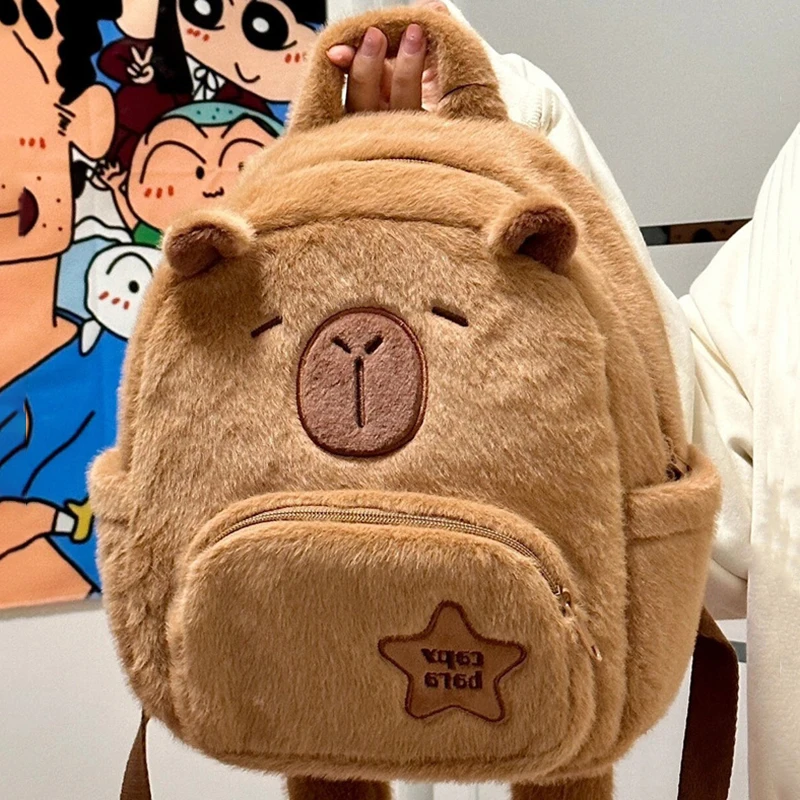 Bolso de dibujos animados Capybara para mujer y niña, mochila de gran capacidad, Animal de peluche único, viaje informal, versátil