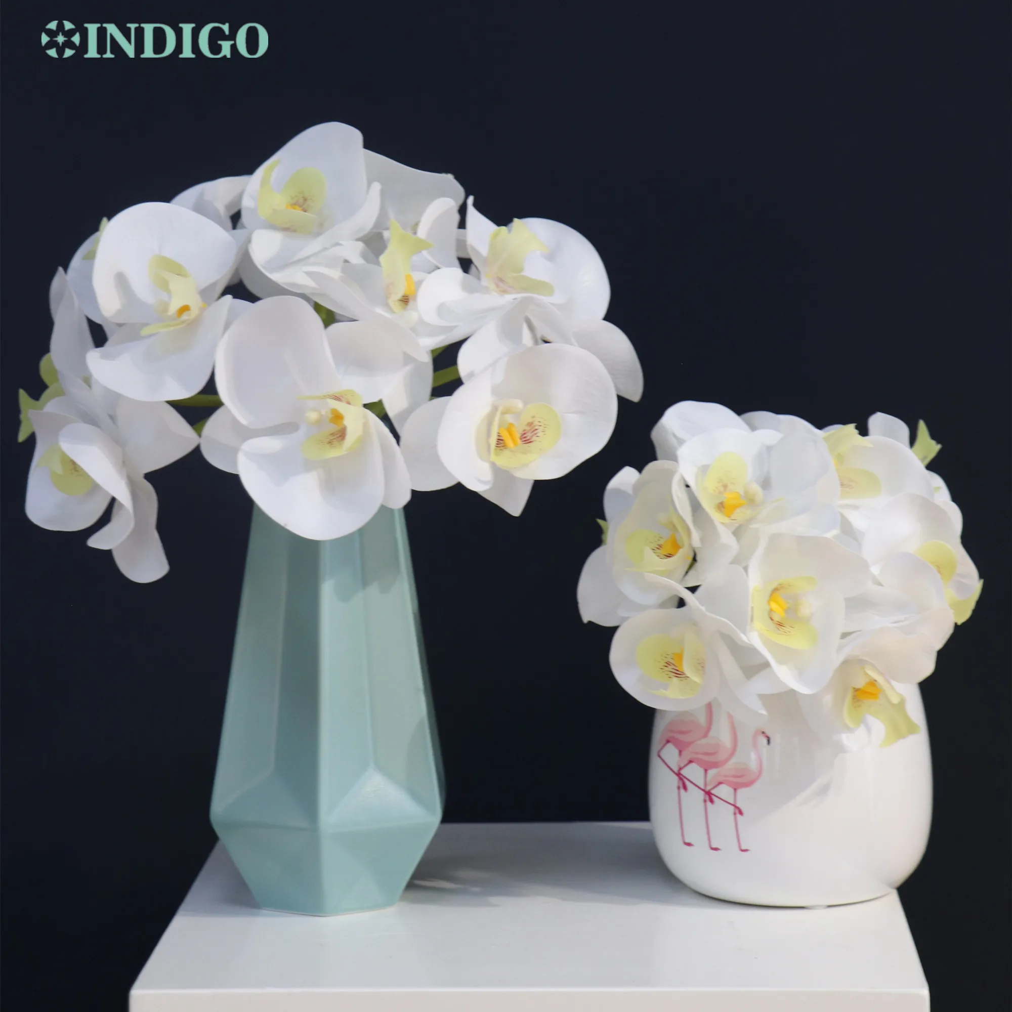 

INDIGO-White Butterfly Orchid Bouquet, Phalaenopsis Branch, Plastic, Real Touch Petal, Wedding, Home Table Decoration,12PCS