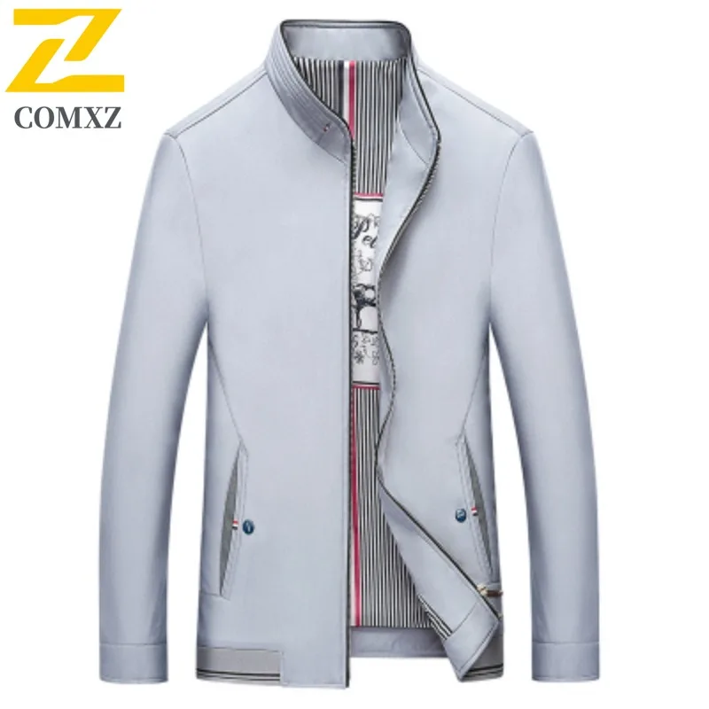 

COMXZ 2025 мужские куртки осенние красивые дорожные легкие роскошные офисные куртки с воротником-стойкой для гольфа легкая ветрозащитная верхняя одежда