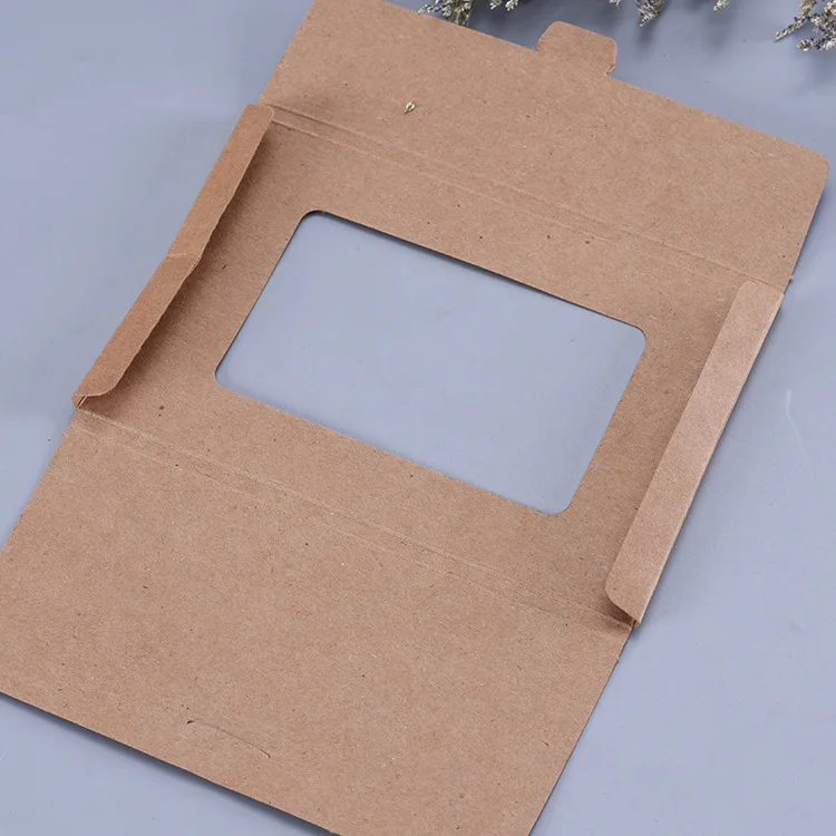 50pcs Kraft Paper Gift Packaging Box for Lingerie Underwear Scarf Open Window Favor Boxes Postcard Sleeve Photo Envelope Box