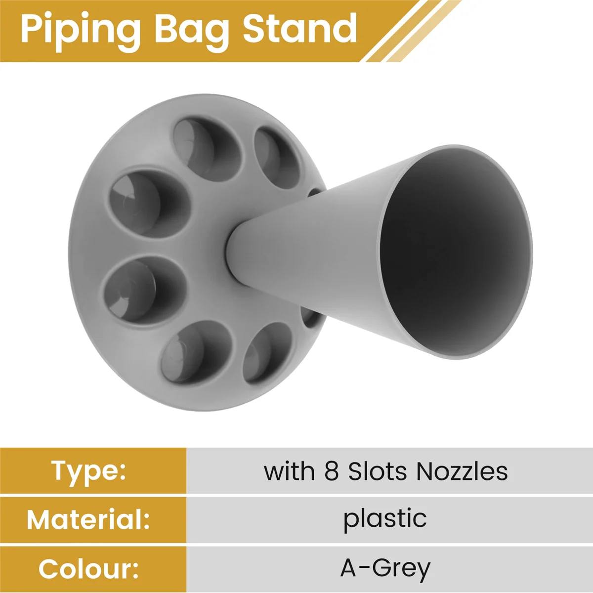 Qualitative A-Piping Bag Stand, Piping Bag Holder with 8 Slots Nozzles, Plastic Pastry Bag Stand for Cake Decorating Kit