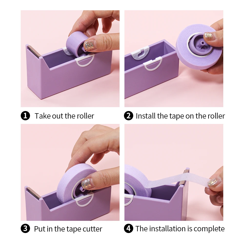 ANNAFRIS 1Pc Tape Holder Cutter Dispenser Organizer Plastic Rotating Tape Portable Cutting Tools for Eyelash Extension Makeup