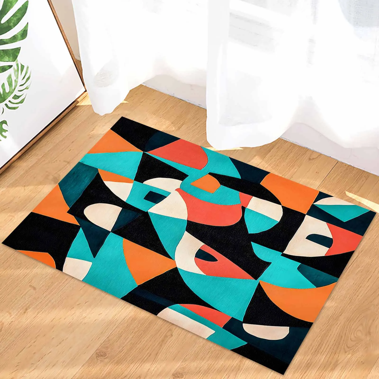 

Входной напольный дверной коврик, современный абстрактный цветной блок, добро пожаловать, нескользящий коврик, кухонный декор, ковер, ковер