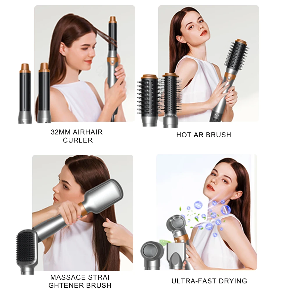 SMET 8 in 1 Auto Wrap Wholesale Hair Dryer Professional Hot Cold 1200W Hair Brush Dryer Comb One Step Airbrush Hair Dryer