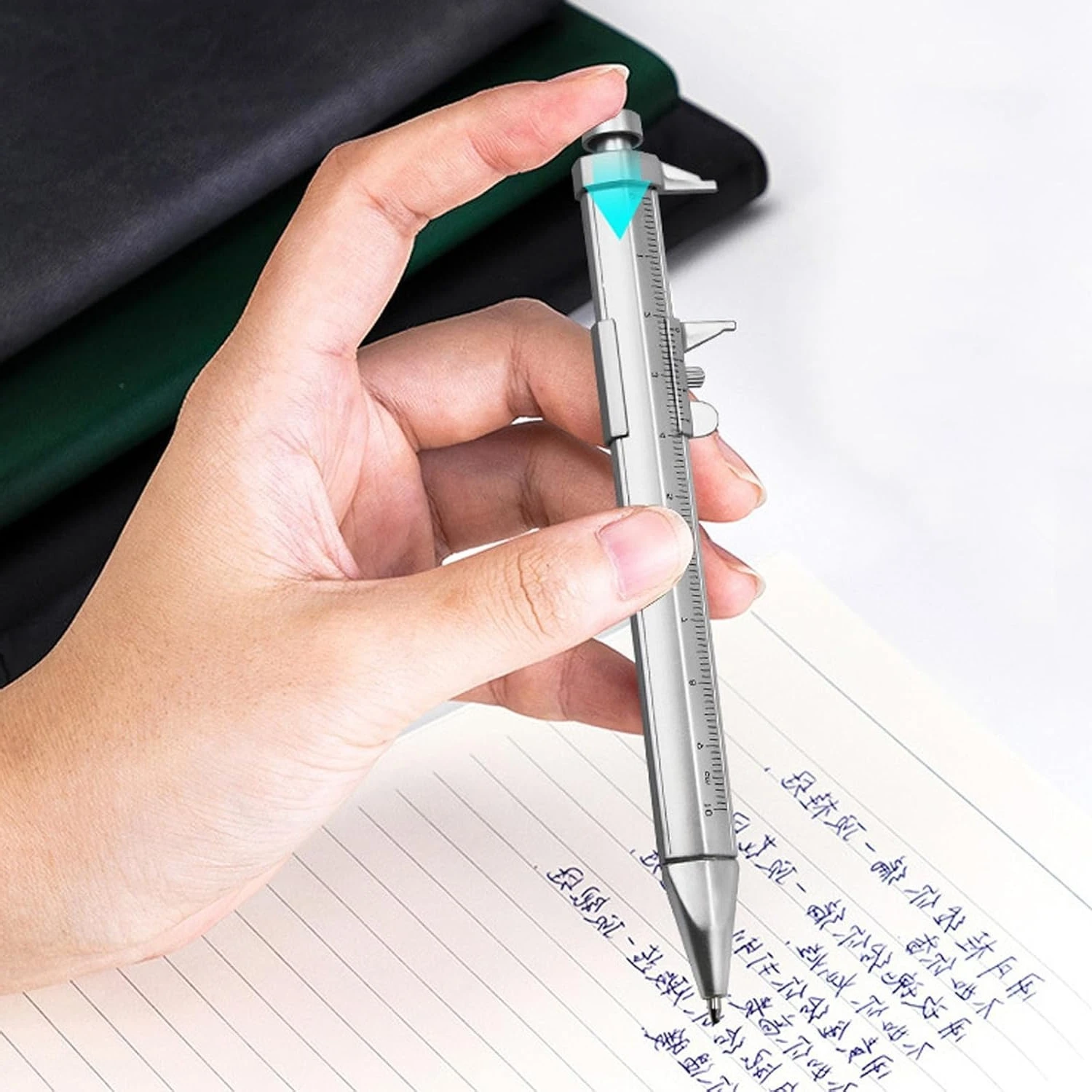 30 Pcs Wholesale  Vernier Caliper Design Multifunctional Tool Pen | Silver Ruler Measuring Writing Pen for Office DIY Gift