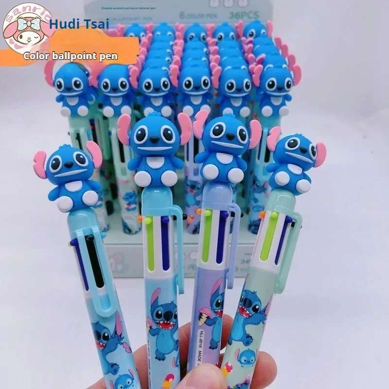 

Disney Stitch Ballpoint Pen 36pcs Cartoon Lilo 6 Color Press Marker 0.5mm Student Graffiti Pen school children Stationery Gift