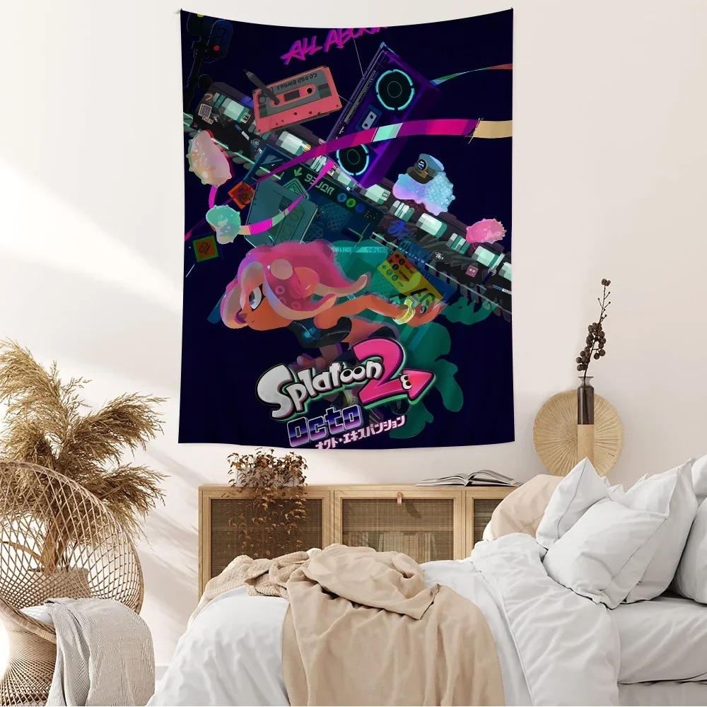 Game Splatoon 3 Printed Large Wall Tapestry Art Science Fiction Room Home Decor Decor Blanket