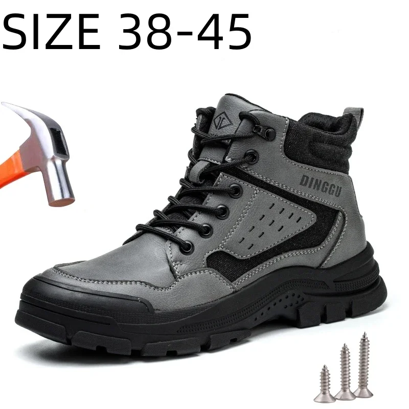 Men Safety Boots Welder Indestructible Steel Toe Protective Safety Shoes Anti-smash Anti-puncture men Work Sneakers Size 38-45