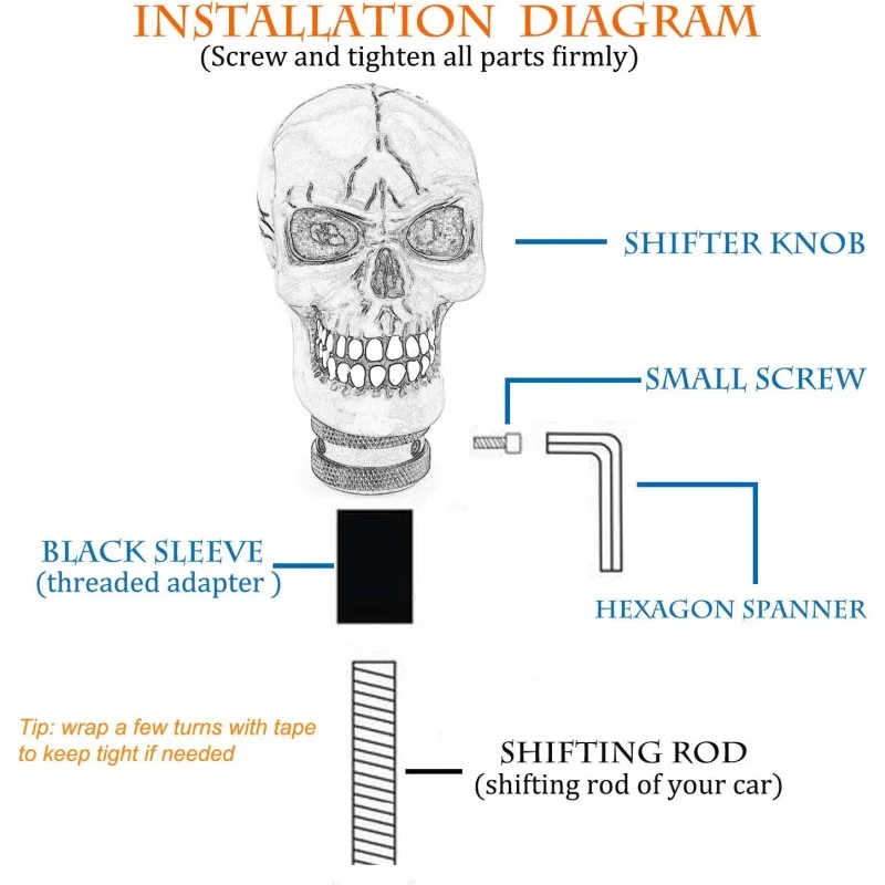 Devil Skeleton Gear Shift Knob Small Teeth Skull Design Car Shifter Handle Universal for Manual & Automatic Vehicles