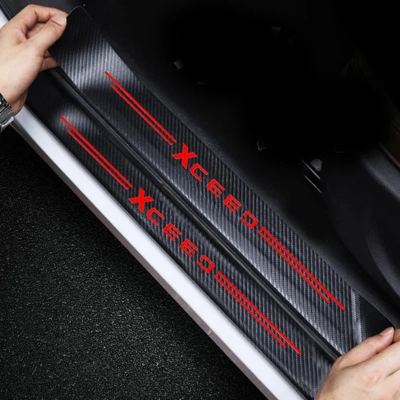 Carbon Fiber Anti Scratch Sticker Car Door Sill Protector Plate for KIA XCEED Badge Auto Rear Trunk Threshold Bumper Guard Strip