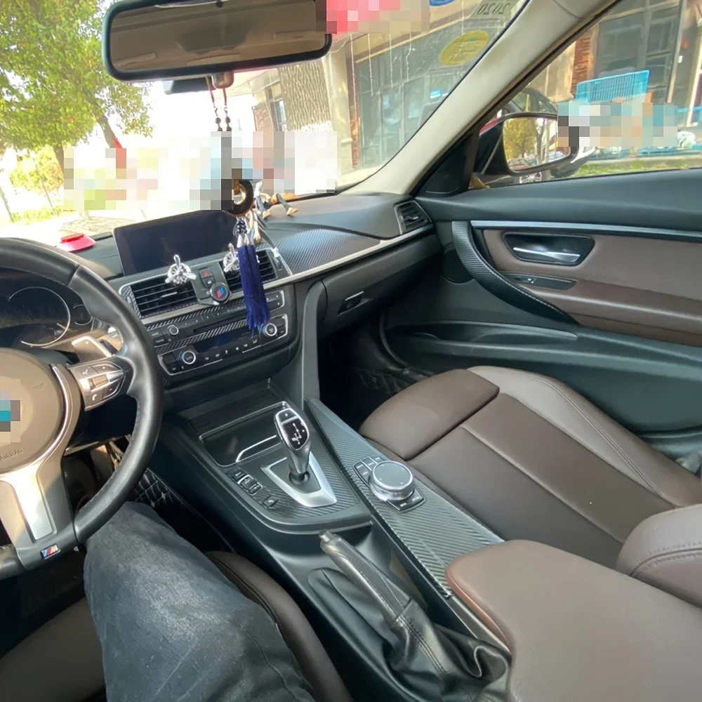 For BMW 3 Series F30 2013-2019 Carbon Fiber Sticker Set for Center Console, Gear Position, and Door Armrests
