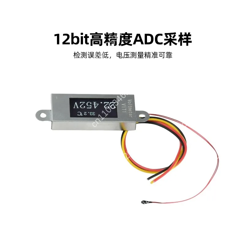 DC 5-30V Dual Display Digital Meter 0-99℃ Temperature Voltage Tester 0.77in OLED Screen Equipped With NTC Temperature Probe