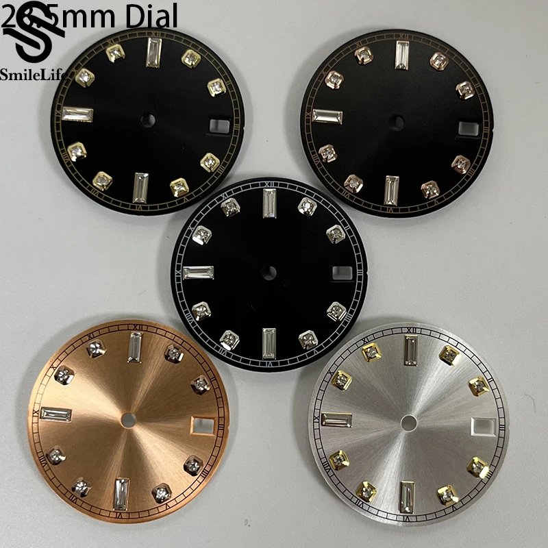 SmileLife NH35 28.5mm Watch Dial Sunburst Diamond Index Fit NH35/36 4R Automatic Movement Modified Repair Watch Accessories