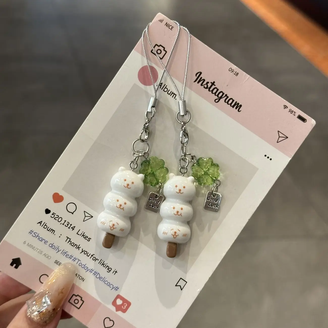 Joke Bear Lucky Leaf Phone Charms Pendant Kawaii Cat Cases For iPhone 17 CCD Camera Airpods Ins Korea Handmade DIY Accessories view 4