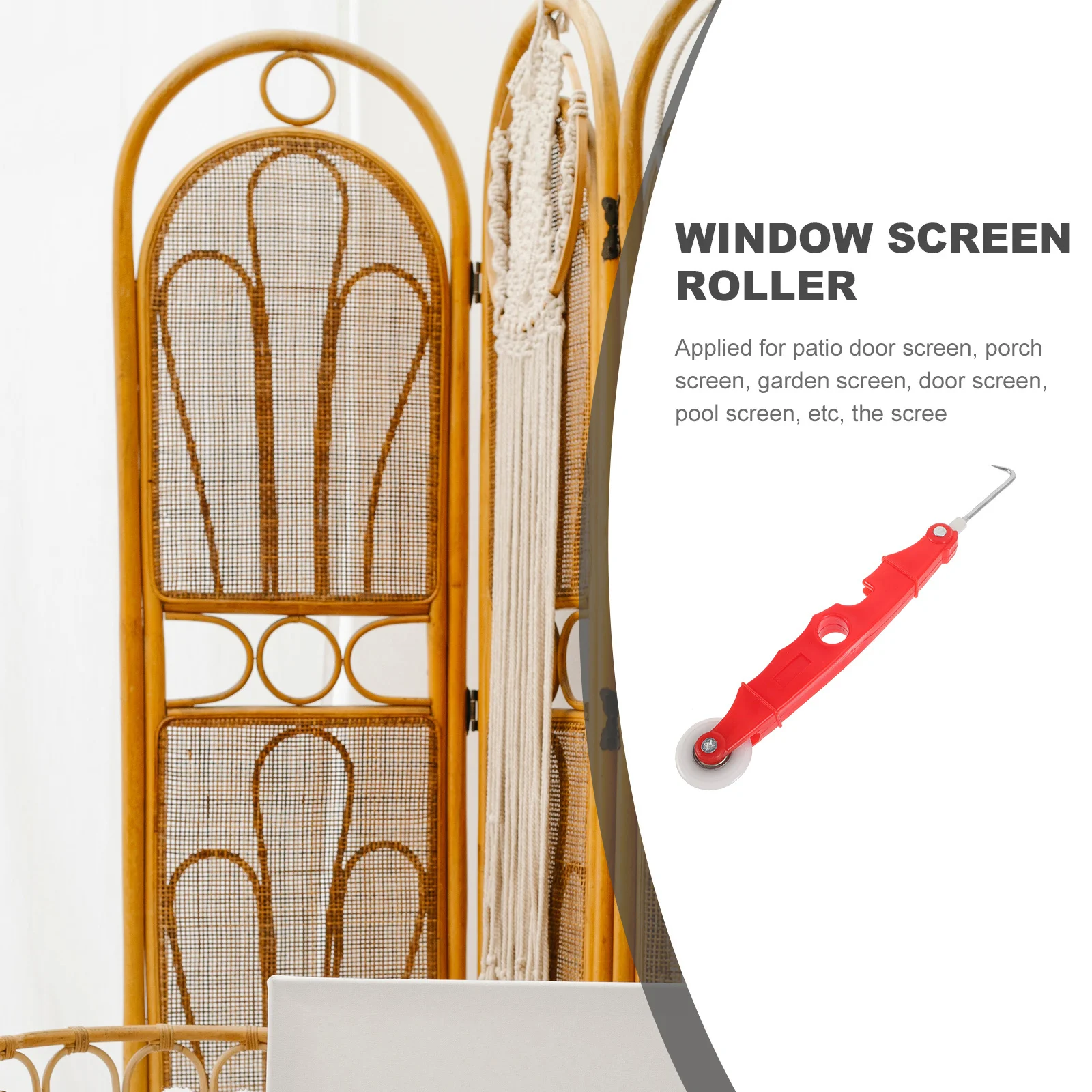 أداة إصلاح أسطوانة إزالة الشاشة مع خطاف لتركيب شبكة النافذة طقم بديل متين لباب الفناء وحمام السباحة