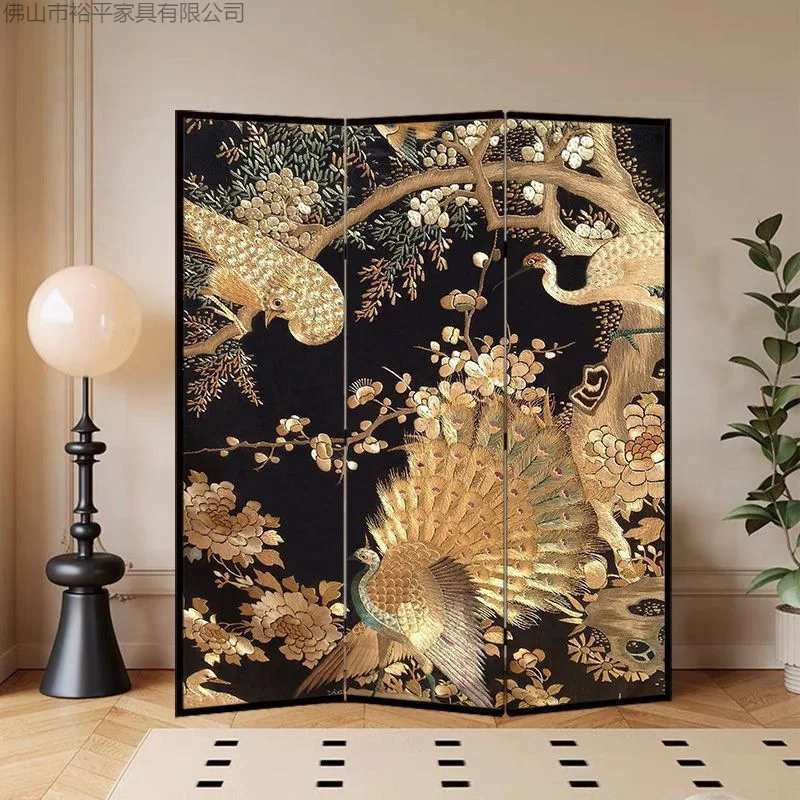 French retro screen partition living room folding removable office entrance bedroom shielding folding screen medieval decoration