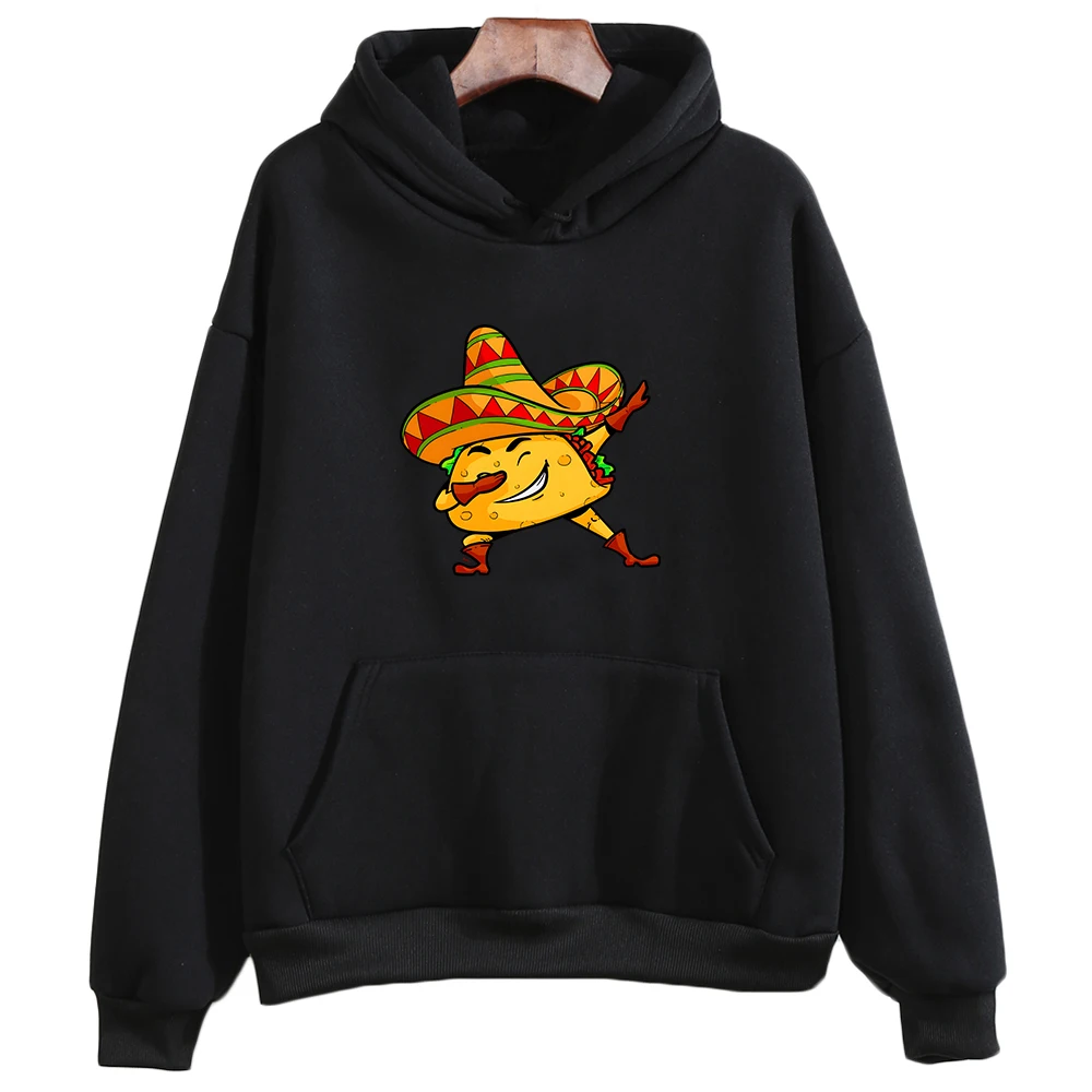 Dabbing Taco Cinco De Mayo Sweatshirts Graphic Printed Long Sleeve Hoodies Funny Mexican Food Pullovers Fleece Hooded Streetwear