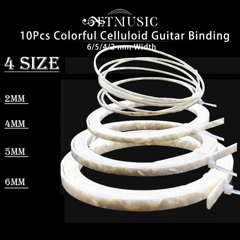 10PCS White Pearl Celluloid Guitar Binding Purfling 1650 x 2/4/5/6/10 x 1.5 mm Celluloid Guitar Parts