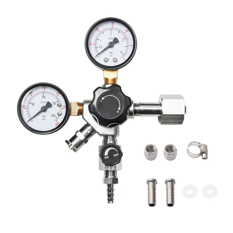

Beer brewing equipment draft beer machine double stage CO2 regulator pressure reducing gauge pressure reducing valve G5/8