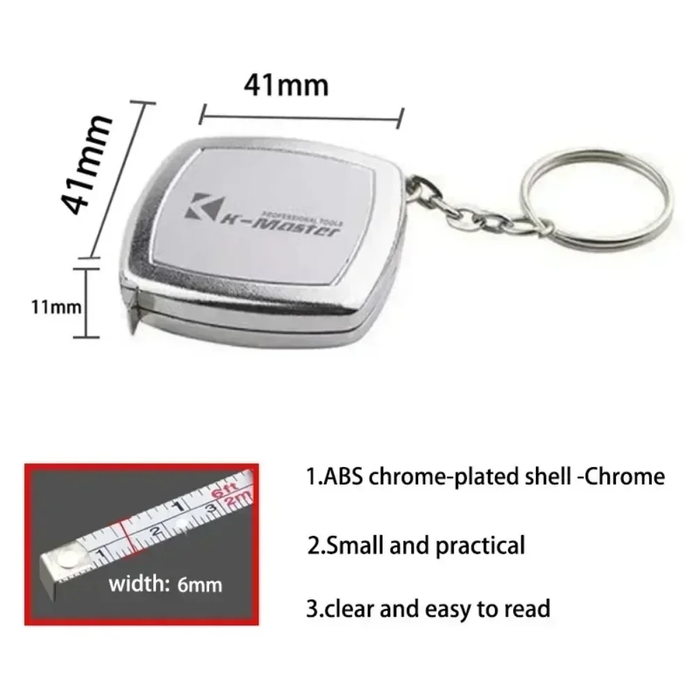 Imagem -04 - Pequeno Aço Fita Métrica Chaveiro Mini Bolso Fita Métrica Portátil