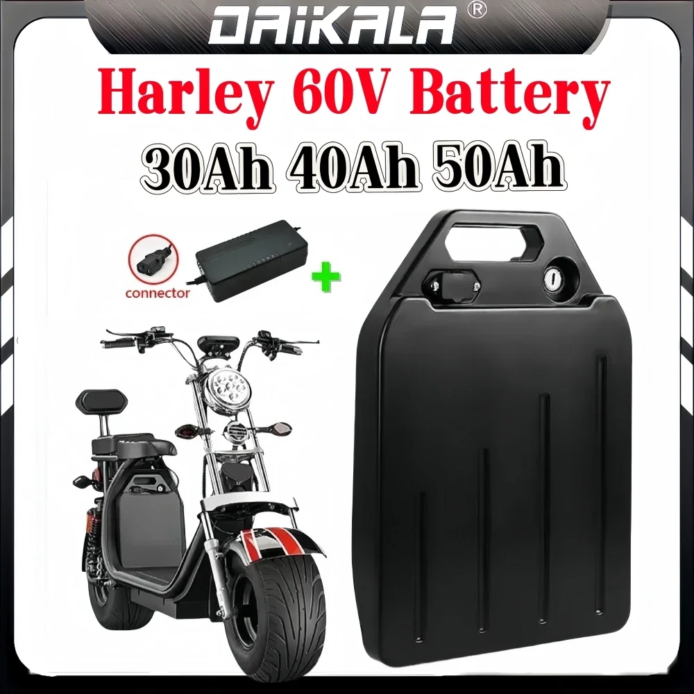 New 60V Harley battery  30Ah 40Ah 50Ah 18650 Car Waterproof  Lithium Battery，For Two Wheel Foldable Electric Scooter Bicycle