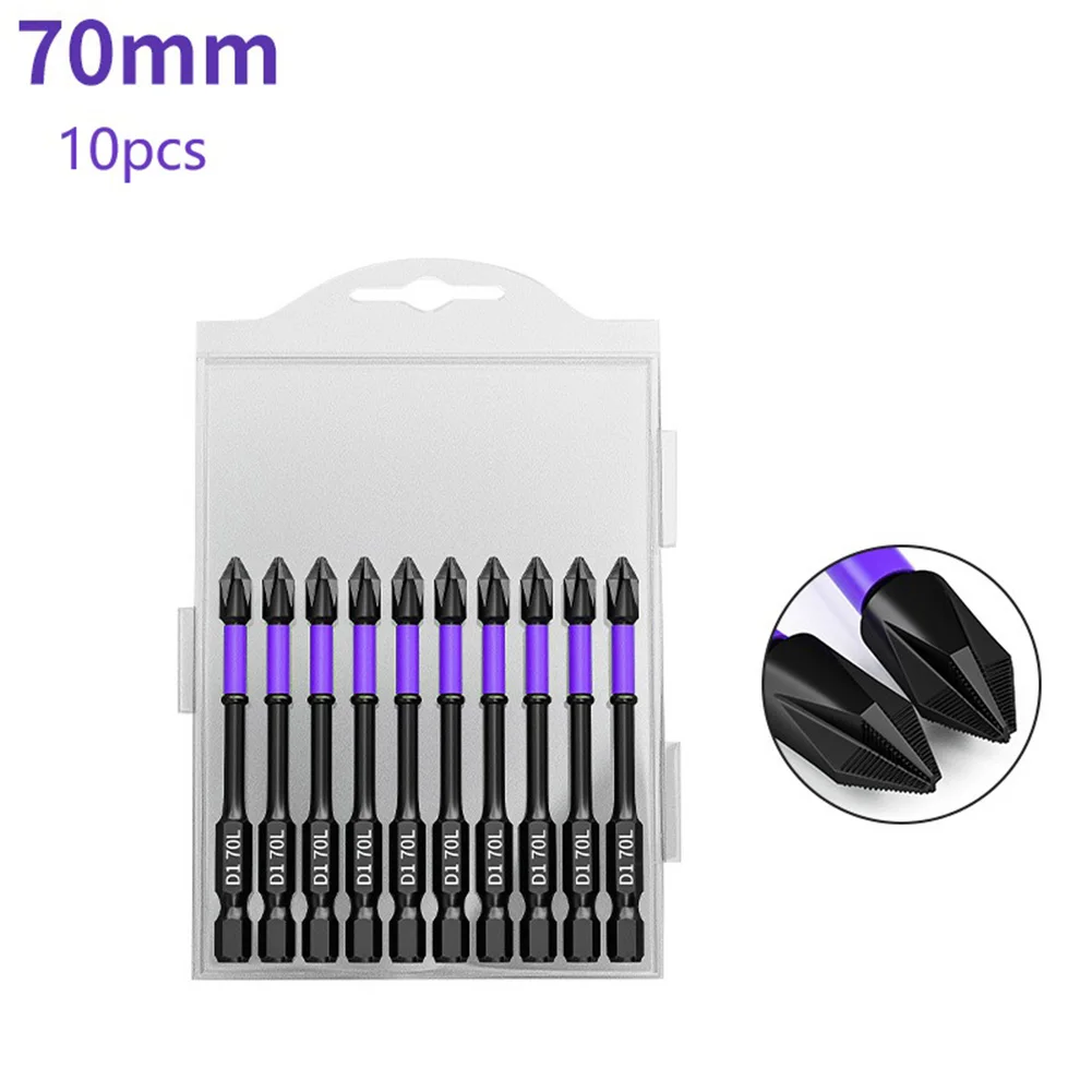 10pcs Non-Slip PH2 Magnetic Batch Head Cross Screwdriver Bits Hardness Impact Drill Screwdriver Bit