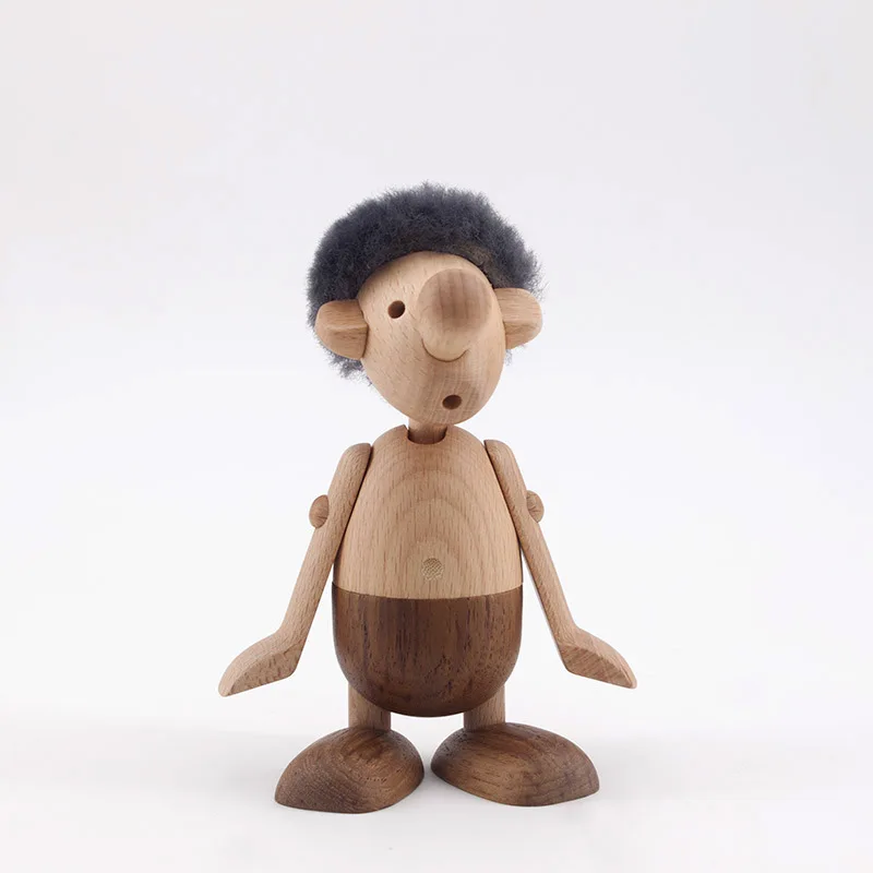 

Nordic Handmade Solid Wood Dwarf Figurine Danish Style Wooden Puppet Office Study & Entryway Decoration Living Room Decoration