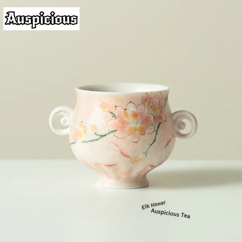 

125ml Hand-drawn Orchid Teacup Ancient Tea Bowl Single Cups Tea-tasting Meditation Cup Jianzhan Master Cups Drinkware Ornaments