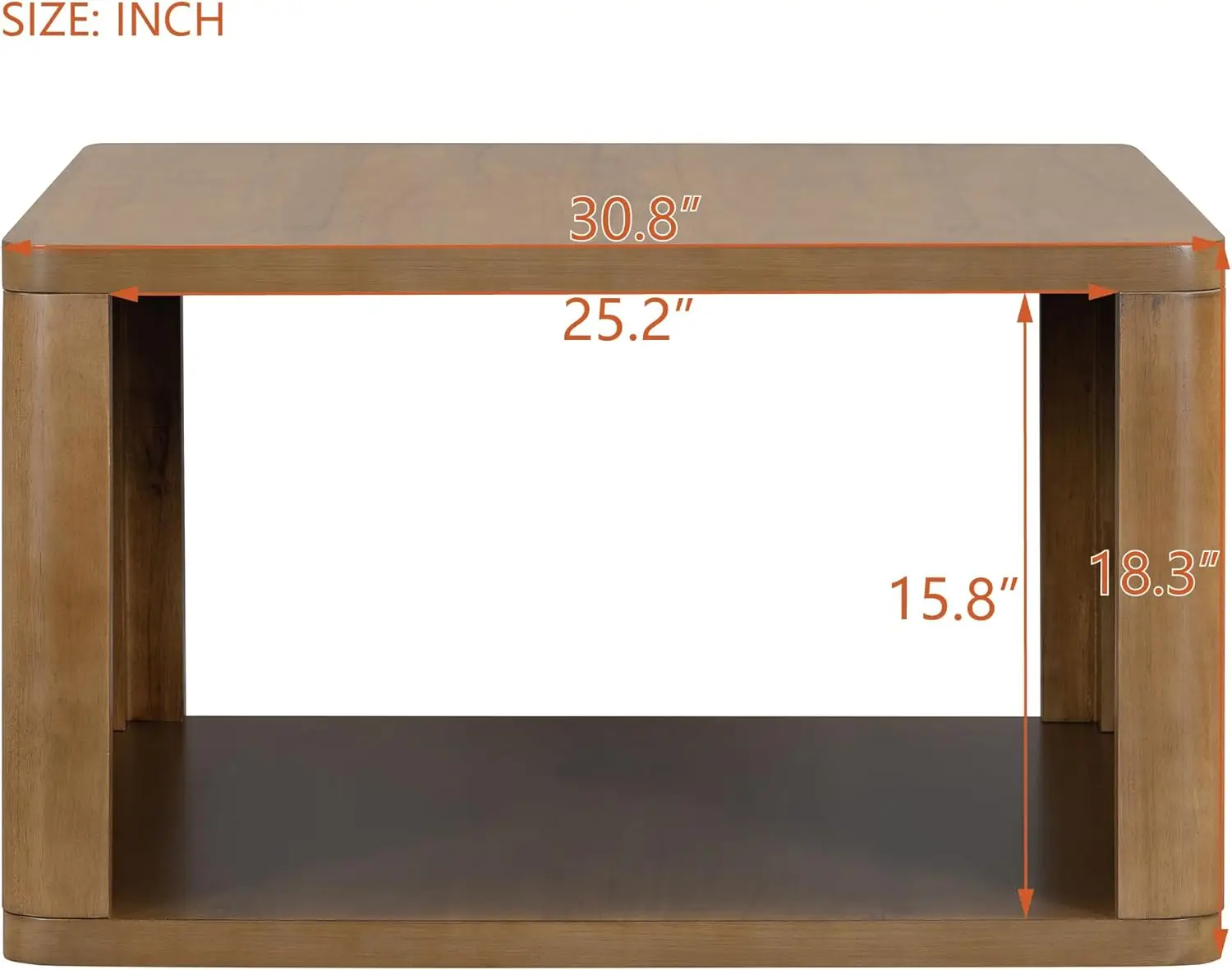 Modern Rustic Natural Small Square Coffee Table - Wood Center Table with Open Storage Compartment,for Living Room Reception Room