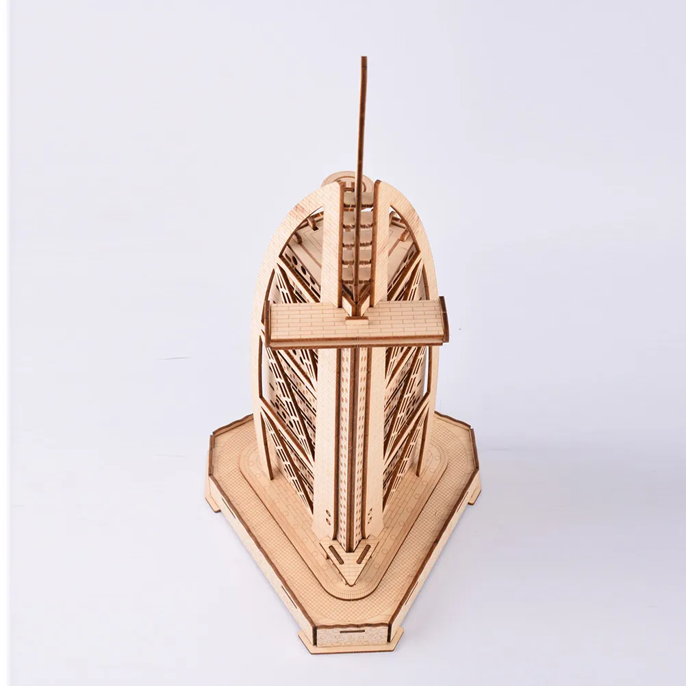 

3D Wooden Architecture Puzzle Burj Building Kit Game for Kids Adults Stimulates Brain Development Desk