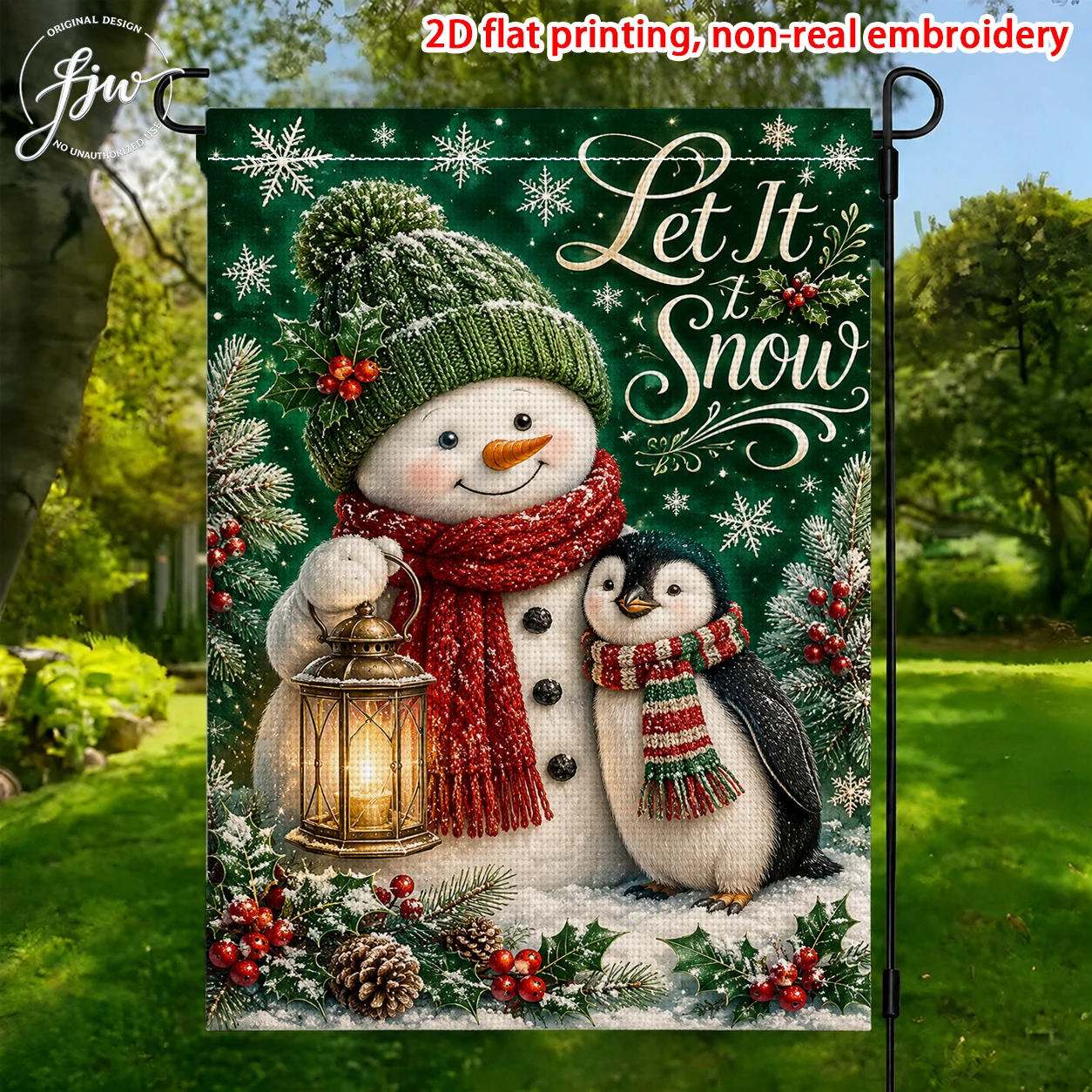 1pcs Christmas Winter Garden Flag Let It Snow Snowman Penguin Holiday Yard Flag Outdoor Decor