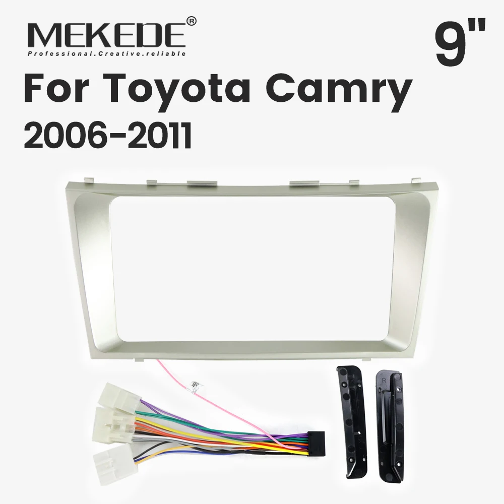 MEKEDE Dash Center Console Car Radio Matching Panel Kit Frame Harness Trim Adapter Panel Cable for Toyota Camry 2006 2007-2011