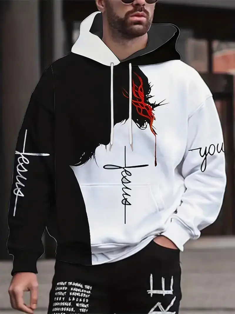 

Мужские толстовки с 3D принтом Иисуса, новые мужские и женские спортивные толстовки с капюшоном, осень/зима, свободная повседневная уличная толстовка, спортивный костюм большого размера