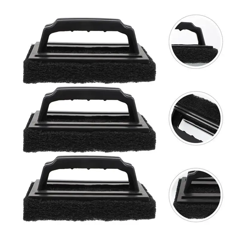 

3 Pcs Griddle Grill Cleaning Brush Barbecue Outdoor BBQ Scouring Pad Small Oven Practical Grill Cleaning Accessory Handheld