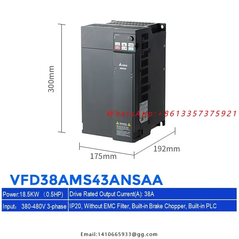 Fast Delivery High Power 18.5KW 380V Three Phase MS300 AC Drive VFD38AMS43ANSAA IP20 Sensorless Vector Control in Stock