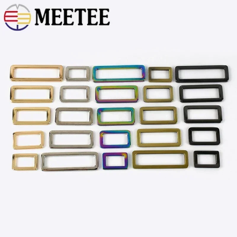 10/20Pcs Meetee 20-50mm Metal Webbing Adjuster Buckles Square Bag Backpack Strap Buckle Dog Collar Clasp DIY Hardware Accessory