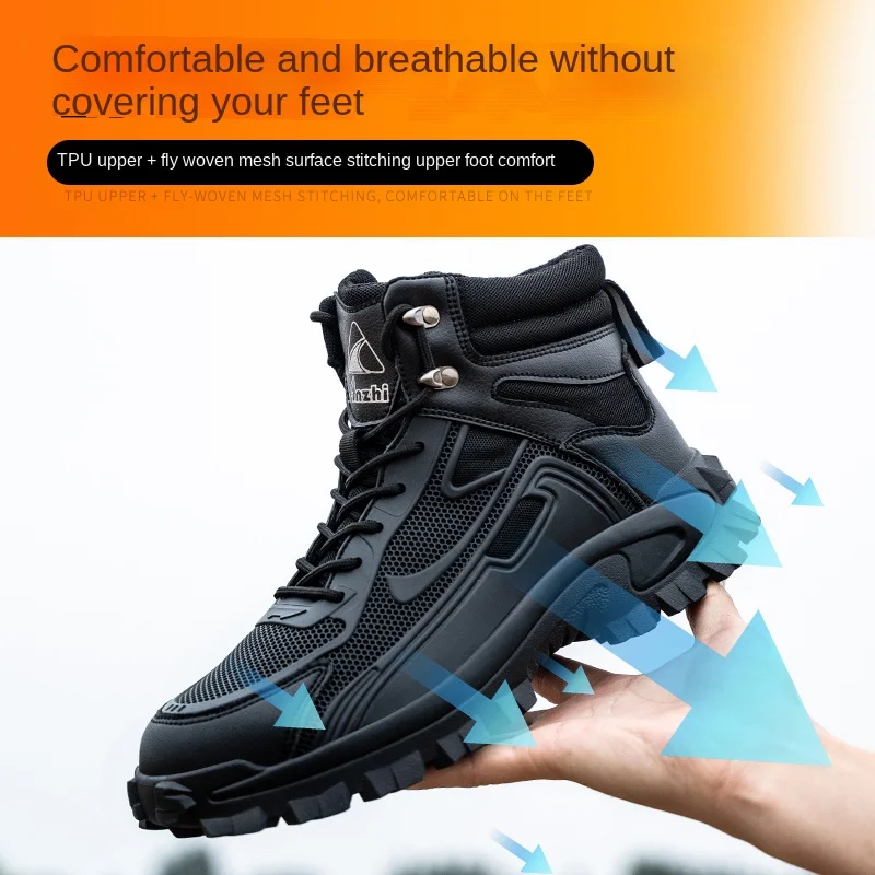 New Fashion 2024 Safety Work Boots For Men Shoes Sneakers Anti Puncture Indestructible Steel Toe Protection Male Boots