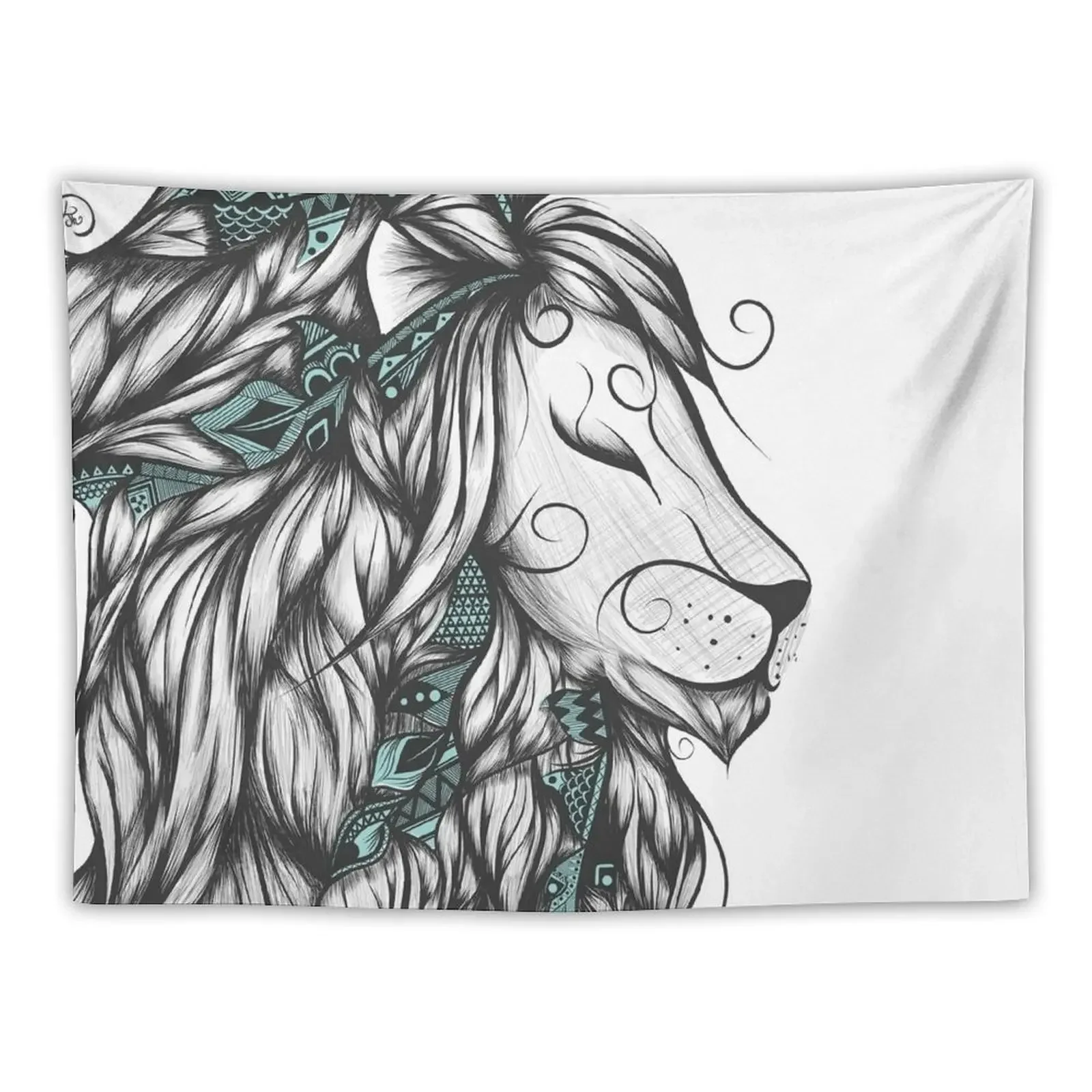 Poetic Lion Turquoise Tapestry Wall Carpet Decor Home Home Decorations Home Decorations Aesthetic Tapestry