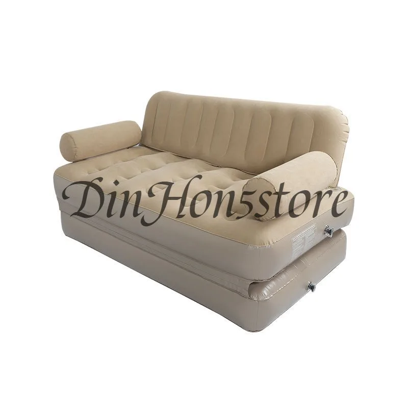 Inflatable folding sofa double camping mat travel floor covering full hair back sofa