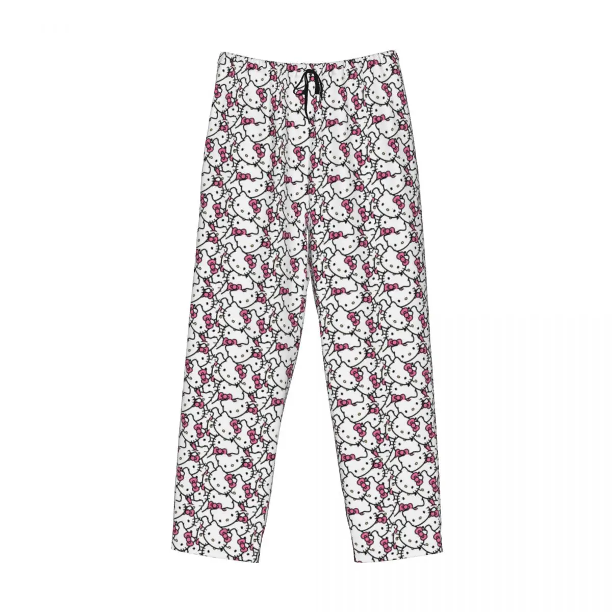 Custom Printed Men Hello Kitty Pajama Pants Cartoon Sleepwear Sleep Lounge Bottoms with Pockets